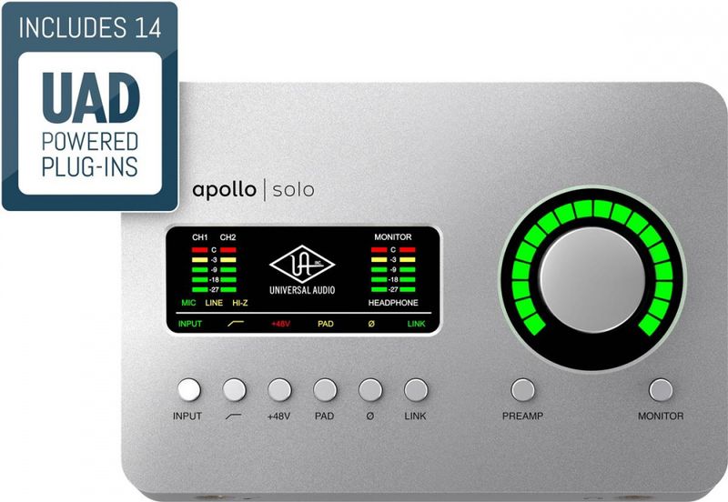 Universal Audio Apollo Solo x2 Mic x1 DSP USB-C Win PC